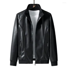 Herrjackor Autumn Men Fashion Biker Outwear Winter Stand Collar Pu Leather Motorcykeljacka dragkedjan Faux Coats