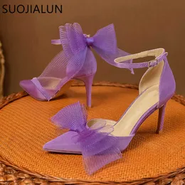Toe Pointed Fashion New Sandals Bow-Knot High Brand Heel Mules 2022 Spring Ladies Elegant Dress Party Pumps Shoes T230208 357