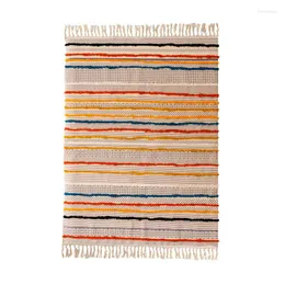 Carpets Cotton Linen Rug Tassels For Bedroom Hand Tufted Bohemian Retro Style Carpet And Kids Room Nursery Machine Washable