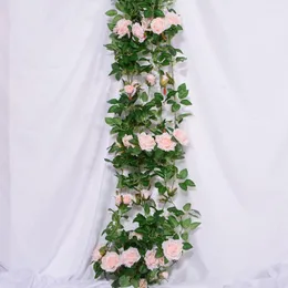 Kwiaty dekoracyjne 2M róża sztuczna winorośl świąteczne girlandę wiszące na wesele domowe dekorację arch