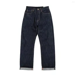 Herren-Jeans, mittlere Taille, 23 Unzen dicker Selvedged-Denim, Bukleback-gerade Amekaji-Cowboy-Motorrad-Cargohose