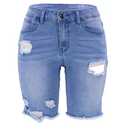 Jeans franc￪s novos shorts jeans rasgou cal￧as de jeans femininas casuais