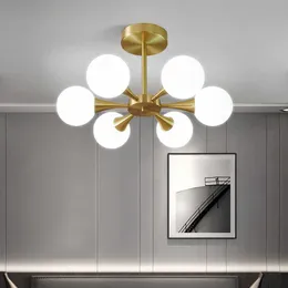 Lights Modern LED Chandelier for the Bedroom Dining Room Nordic milk white Glass Ball Ceiling Pendant Lamp Hanging Lighting Home 0209