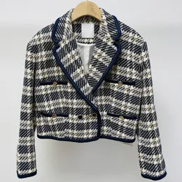 Tvådelad klädstil Kontor Lady Twopiece Set Plaid T Slim Jacket Plus kjol Fransk varumärke Elegant Woman Suit 230208