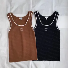 Designer Embroidered T Shirt Women Breathable Knitted Tee Spring Summer Tank Top Woman Vests
