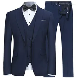Men's Suits 3 Piece Tailor-made Suit Slim Fit One Button Men Blazer Bridegroom Groomsman Tuxedo(jacket Vest Pants) Costume Homme Terno