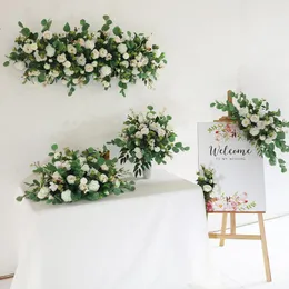 Kwiaty dekoracyjne luksusowy różowy biały sztuczny rzędu kwiatów ślub tło dekoracje