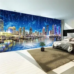 Benutzerdefinierte Po Tapete 3D Europäischen Stil Ultra HD Nacht Stadt Nacht Stadt Landschaft Panora Große Wandbild Tapete Für Schlafzimmer Living231N