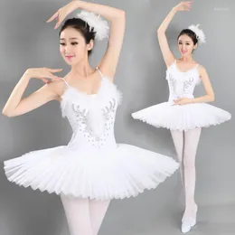 무대 착용 성인 전문 투투 발레 의상 흰색 성인 스완 레이크 댄스 드레스 의상 하드 오르간 플래터 스커트 6 레이어