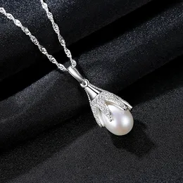 Korean retro luxury pearl flower s925 silver pendant necklace women jewelry fashionable charming lady palace style clavicle chain necklace accessories