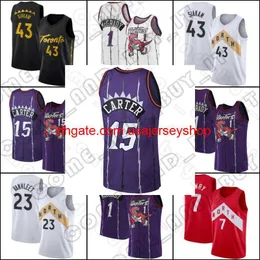 Retro Vince 15 Carter Jersey Basketball Pascal 43 Siakam Tracy 1 McGrady Jerseys Throwback Vintage