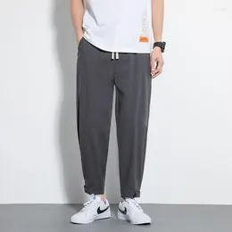 Pantaloni da uomo MrGB stile cinese cotone lino uomo alla caviglia pantaloni larghi casual jogger lusso elastico in vita pantaloni maschili tinta unita