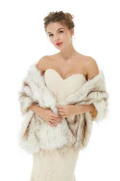 Autumn New Fashion Imitation Pur envolta vestido de noiva de noiva com xale de pele PJ03