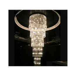 Chandeliers Led Modern Chandelier Crystal Lights Fixture EL Parlor 로비 홈 실내 조명 럭셔리 롱 드롭 라이트 D50cm DROP DELIV DHZTX