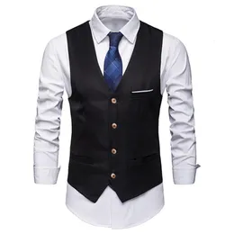 Mensvästar 65% droppe !! Plus storlek Formell män fast färgdräkt Vest Enkelt breasted Business WaistCoat 230209