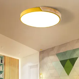 Światła Nordic 5 cm Ultra-cienki sufit Lekkie Lampa sufitowa okrągłe drewno akrylowe Remot Control Lampa sufitowa do jadalni salon Kid's Room 0209