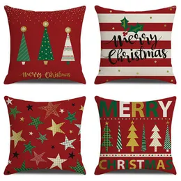Kudde god julomslag soffa dekorativt trädfodral linne kuddväskor 45 45 cm kussensloop