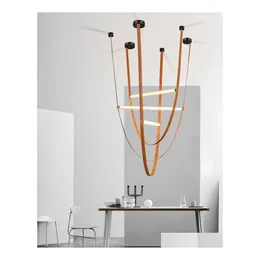 Pendelleuchten Postmoderne Kunst Lederlampe Langes Glas Wohnzimmer Duplex Villa Treppenhaus Hängende Kreativität Esszimmer Led Kronleuchter Drop Dhi2U