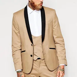 Herrenanzüge 3 Stück Bräutigam Smoking 2 Knöpfe Schal Revers Nähte Farbe Männer Anzug Hochzeit Trauzeuge Terno Masculino (Jacke Hose Weste)