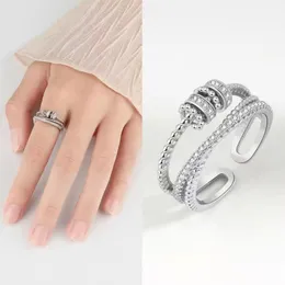 Fidget p￤rlor ringar f￶r kvinnor m￤n roterar fritt anti-stress ￥ngest ring oro stress l￤ttnad smycken justerbar stapling ring