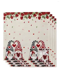 Столовая салфетка День святого Валентина любовь гном розовая роза Свадебная банкетная ткань мягкие чайные полотенца