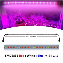 LED LED Light 220V 75 LEDS 50cm LED Tube Tube 2-12pcs مع Eu Plug Like Spectrum لنباتات رف الزهور الداخلية تنمو