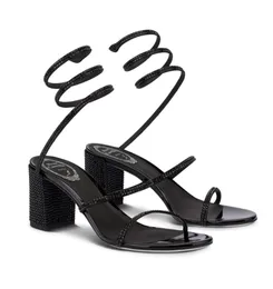 Sommarm￤rke Cleo Women Sandals Shoes Renescaovillas Crystal-Embellished Spiral Wraps Wrapped Gladiator Sandalias l￥gklackade br￶llop, fest, kl￤nning, kv￤ll