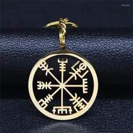 Schlüsselanhänger Edelstahl Anhänger Halskette Gold Farbe Amulett Viking Schlüsselanhänger Frauen/Männer Schmuck Llaveros Para Hombre N3048S08