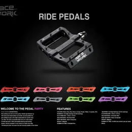 Bike Pedals Racework Mountain Bike Nylon Pedal Ultra Light Peilin Bearing Large Width Anti-Skid XC Speed Drop DH Off-Road AM Accessories 0208