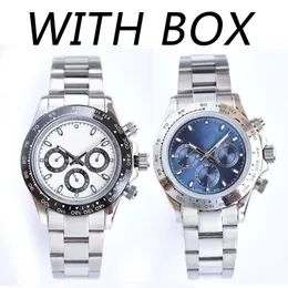 ST9 Luxury Men's Watch Blue Round Dial 40mm folding spänne Small Second Hand Dial Scratch Resistant Blue Crystal hela automatisk mekanisk klocka Montre de Luxe