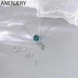 Kedjor Anenjery Dainty 925 Sterling Silver Blue Crystal Fish Tail Necklace For Women Collares Clavicle Chain Birthday Present S-N6771