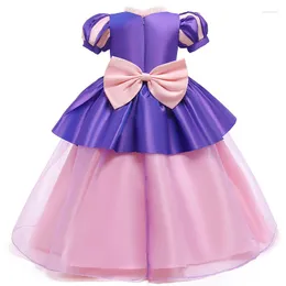 Kläder sätter Halloween Performance Costume 2023 Little Girl Puff Sleeve Princess Dress for Girls Long Evening Dresses Kid Cosplay