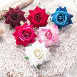 Flores decorativas 10pcs 6cm Artificial para flanela artesanal Rosas Rosas Decoração de casa Decor de recortes Greath Wrainder Whring Supplies Wedding Wedding Wedding