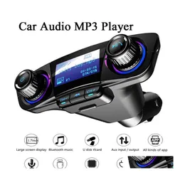 Bluetooth Car Kit Fm передатчик беспроводной руки Aux Modator MP3 -плеер TF Dual USB 2.1A Power On Off Display O Drop Mobiles Dhgm2