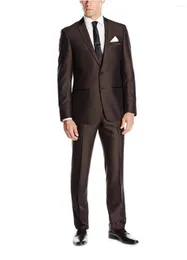 Herrdräkter 2023 enkla män mörkbruna bröllop grooms tuxedos mens fit groomsmen (jack pant)