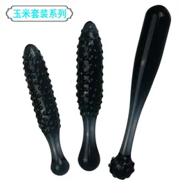 Sex toys massager Alternative adult new black corn glass anal plug bump particles for women's backyard sex