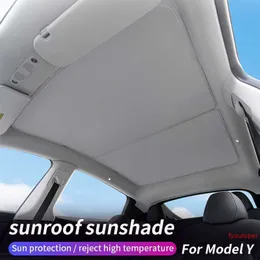 Para tesla model y 2019-2022 2023 guarda-sol teto solar claraboia atualização cega sombreamento net telhado de vidro proteção solar acessórios do carro