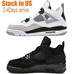 Stock Stock 4s Bushy Buty Men 4 Black Cat White Sports Sneakers