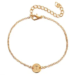 Charm armband 26 bokstav guld f￤rg armband armband flickan smycklegering rund h￤nge f￶r kvinnor g￥va brudt￤rna gif dhx1l