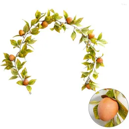 Dekorativa blommor DIY Wedding Decor Thanksgiving Day Artificial Plants Faux Christmas Persimmon Cane Leaf Vine