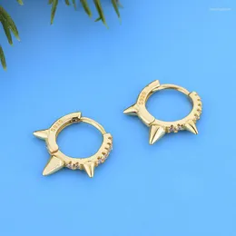 Hoop Earrings 925 Silver Punk Round Circle Golden Rivet Cubic Zirconia Piercing Earring For Women Pendientes Wedding Oorbellen 2023