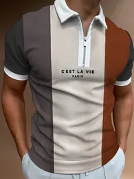 Herrpolos Summer European and American Style Fashionable Print T Shirt Men Clothing Golf Kort ärmar andas Bekväm Polo Shirt 230209