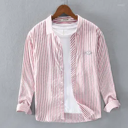 Men's Jackets Casual Stripe Long Sleeve Men Shirt Fashion Man Dress Shirts Cotton Material Standard-fit Youthful Comfortable Button Down