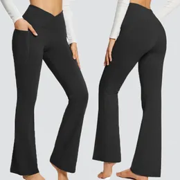 Damesbroeken Flare Leggings Yoga Women High Taille Wide Leg Gym Sport Black Flared Pant Plus Size Dance Trousers 2023