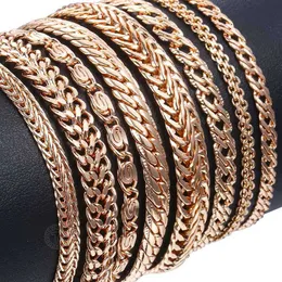 Link -Kette 20cm Armbänder für Frauen Männer 585 Roségold -Farben Bordstein Snail Foxtail Venitische Verbindungsketten Armband zur Hand Mode Schmuck CBB1 G230208