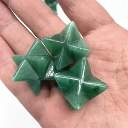 Hänge halsband naturliga aventurin kristallsten merkaba halsband helande gröna jade stenar och mineralspendant