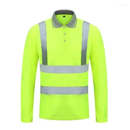 Camicie da uomo 2023outdoor camicia fluorescente di sicurezza ad alta visibilità lavoro estate t-shirt riflettente a secco rapido