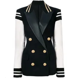 Womens Suits Blazers high street mode stilfull varsity jacka läderhylsa lapptäcke lejon knappar 230209