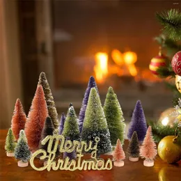 Decorações de Natal 21pcs mini árvore pequena pinheiro artificial neve sisal gelo infantil de presente decoração para decoração de mesa em casa