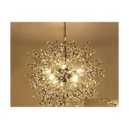 ペンダントランプノルディック芸術的LED ORB Sphere Chandelier Fireworks Acylic Dandelionインテリアデザイナー装飾的な光沢サスペンションDHFC4